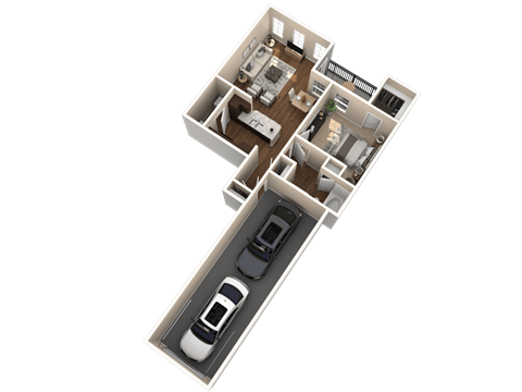 Floor plan for 1 bed, 1 bath, 757 sqft